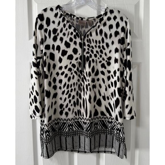 Easywear By Chico's Women's Leopard Print Long Sleeve Top Size 1. - Picture 1 of 16
